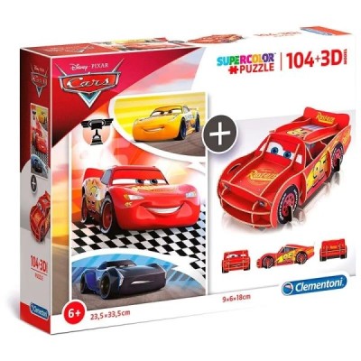 Puzzle 3D Cars 104 pièces Clementoni - Jeux et cartes