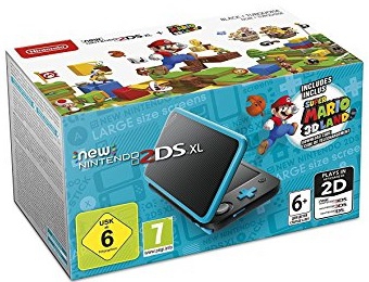 Console New Nintendo 2DS XL Noire Turquoise et Super Mario 3D Land en boîte - 3DS