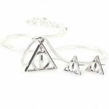 Collier et boucles d'oreilles Deathly Hallows Harry Potter - Bijouterie
