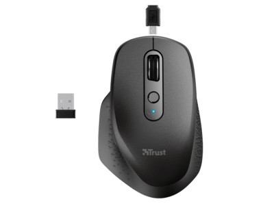 Souris sans fil rechargeable 2400dpi 6 boutons Trust Ozaa noir - Multimedia