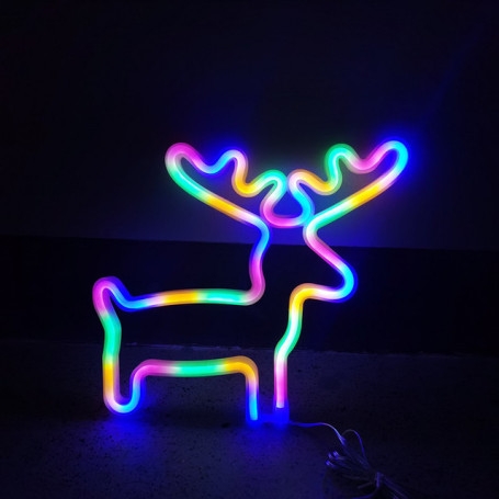 neon lumineux cerf multicolore usb a
